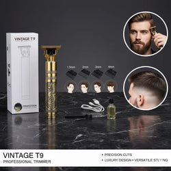 Vintage T9 Rechargeable Hair Trimmer Golden 4 Blades