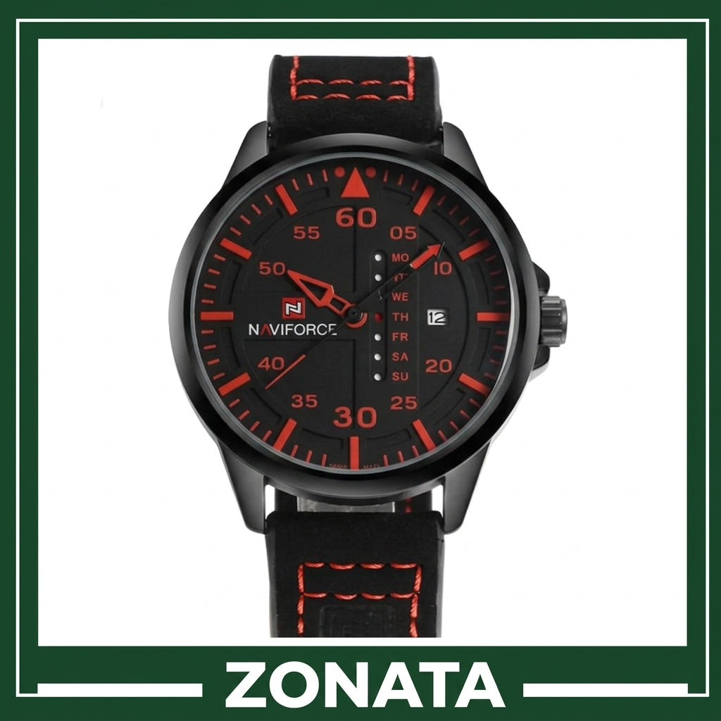 NAVIFORCE™ Waterproof Military Sport Quartz Watch with Leather Strap