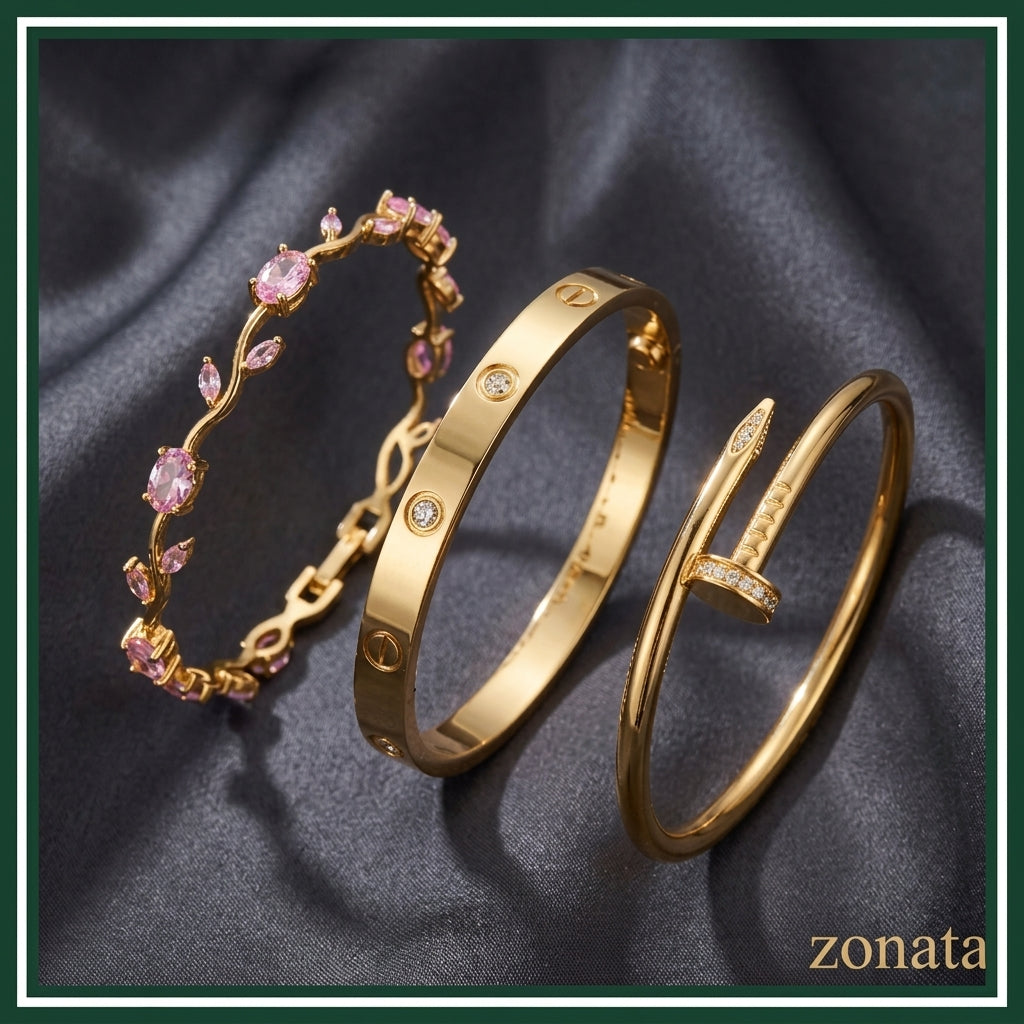 GoldenBloom™ – 3-Piece Elegant Bracelet Collection